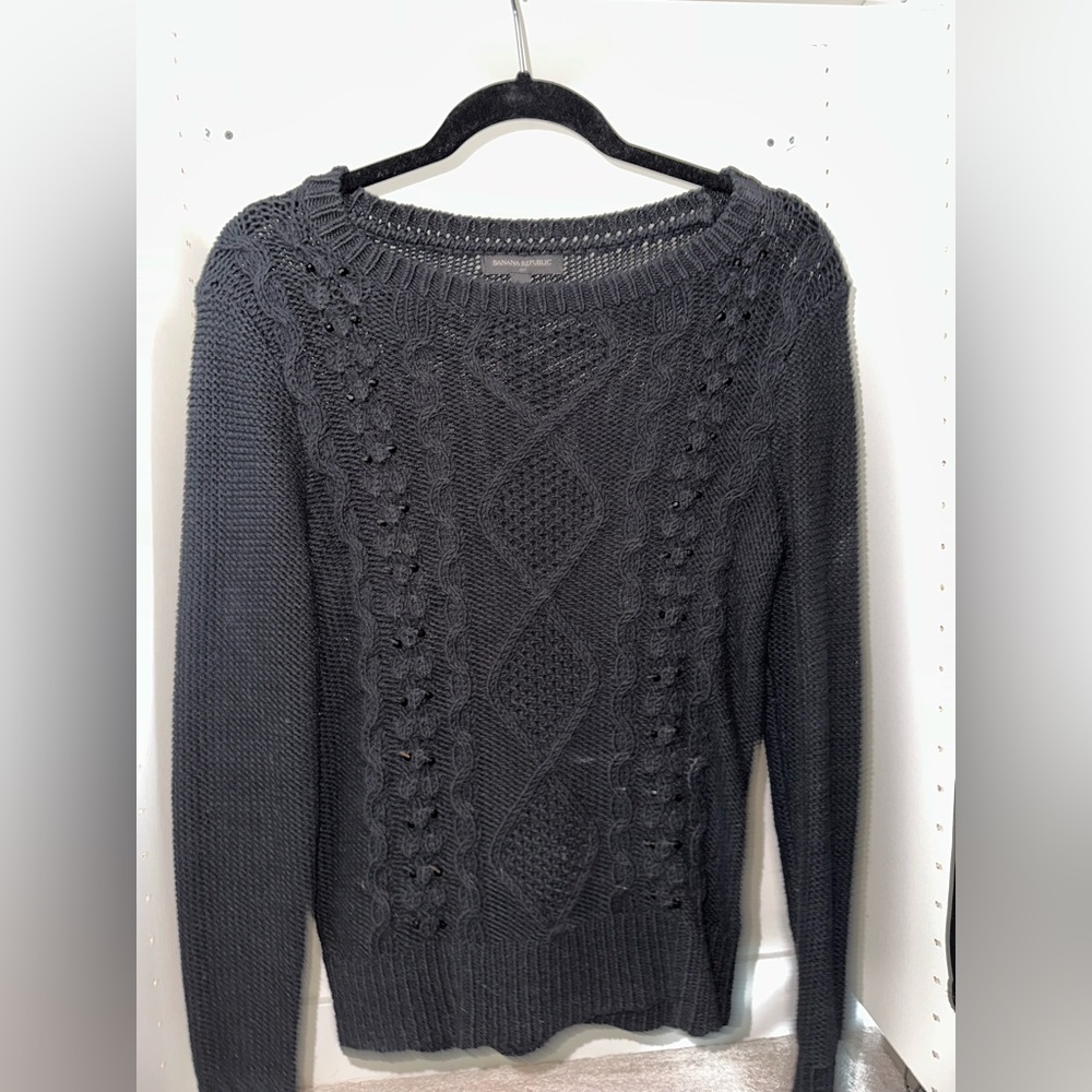 Banana republic black sweater with bead details!